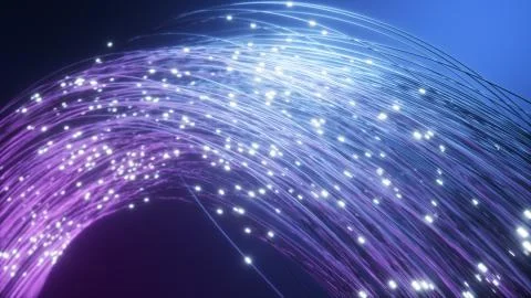 Digital data transmission via fiber optical fibers. The pulses of the signal  Stock Illustration
