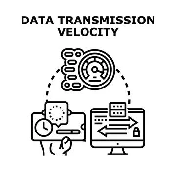 Digital data transmission velocity across network devices Stock Illustration