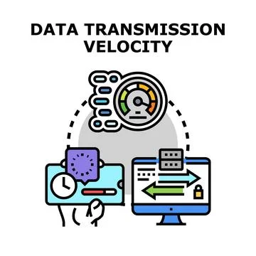 Digital data transmission velocity across network devices Stock Illustration