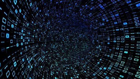 Digital Data Tunnel Blue Binary Flow Technology Futuristic tunnel made glowing b 스톡 동영상 341905468