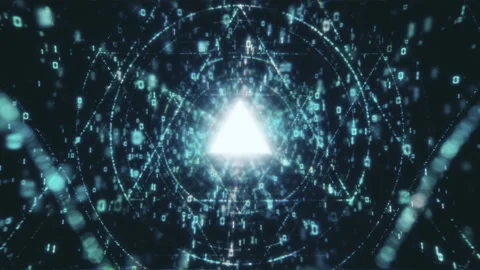 Digital Data tunnel journey. Loopable matrix core tunnel of binar lights Stock Footage 153146259