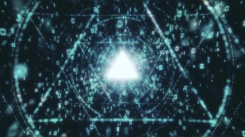 Digital Data tunnel journey. Loopable matrix core tunnel of binar lights Stock-Illustration