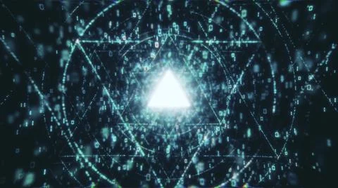 Digital Data tunnel journey. Loopable matrix core tunnel of binar lights Stock Illustration