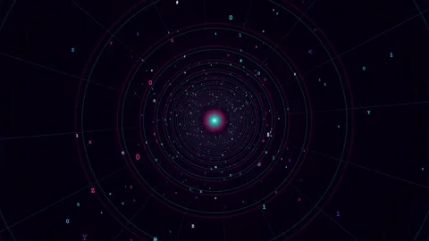 Digital Data Tunnel Loop - Binary Code Cyberspace Flythrough Backdrop Video stock 341786608