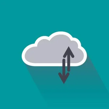 Digital data upload and download on cloud server Illustrazione stock