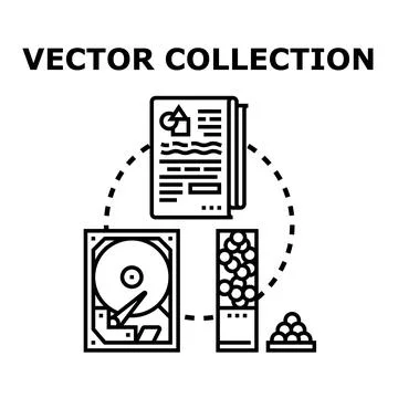 Digital data vector collection and storage concept Stock Illustration