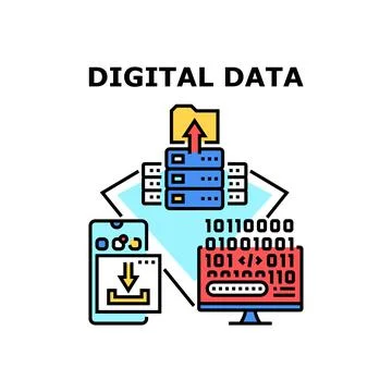 Digital Data Vector Concept Color Illustration Stock Illustration