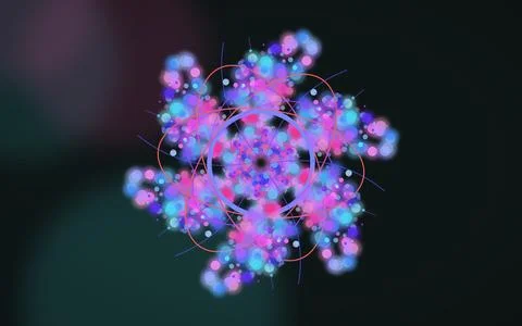 Digital data visualization abstract artwork containing glowing cyan and pin.. Stock Illustration