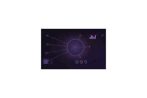 Digital data visualization and network analysis interface. Glowing cyber se.. Stock Illustration