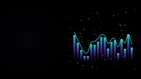 Digital Data Visualization Bar Chart and Line Graph Pulsating Background Stock Footage 346172563