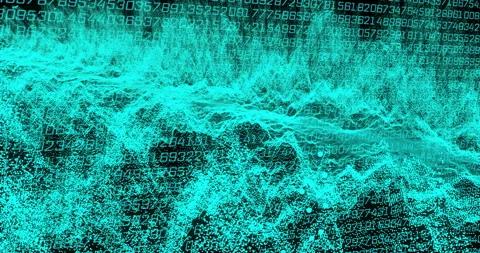 Digital data visualization with binary code and wave patterns, representing data Video stock 307661731