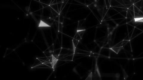 Digital data visualization. Black white plexus with dots, lines, triangles. Stock Footage 115132146