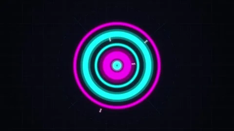 Digital Data Visualization with Glowing Neon Circular Hud Elements Displayi.. 動画素材 347360065