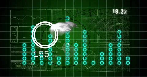 Digital data visualization with graphs and charts over world map image Stock Photos