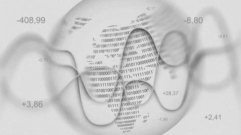 Digital data visualization shows numbers and patterns on a blurred background 스톡 일러스트