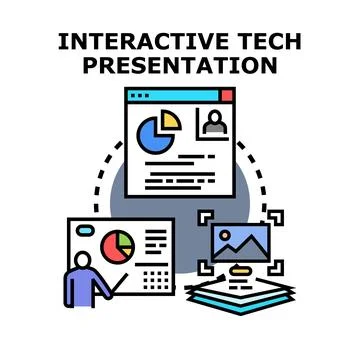 Digital data visualizer presenting interactive technology information Stock Illustration