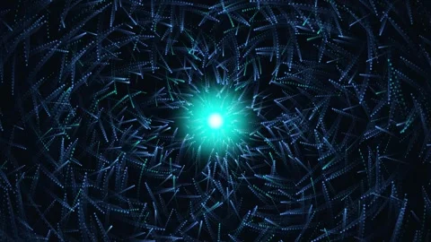 Digital Data Vortex Swirling into Glowing AI Core, Quantum Computing Matrix Stock-Footage 329903152