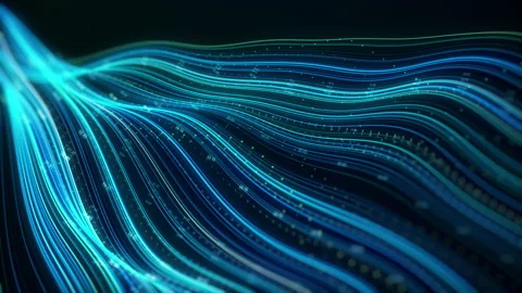 Digital Data Waves Transfer in blue and neon green Stock Footage 239050970