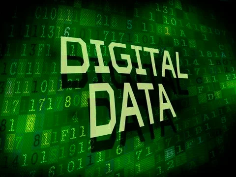 Digital data words isolated on digital background Stock Illustration