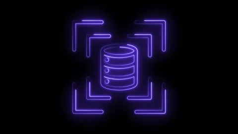 Digital database glowing neon illustration for data storage cybersecurity a.. Stock Footage 346003433