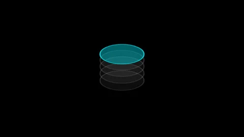 Digital database icons floating on a black background Stock Footage 346761350