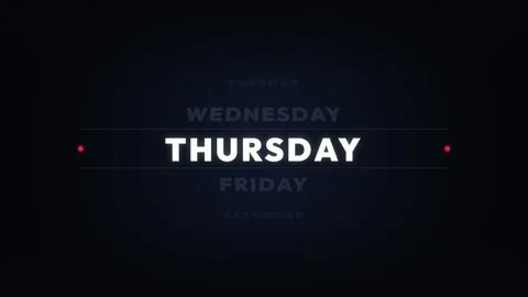 Digital days of the week calendar animation on dark background. 4K Video stock 341694270