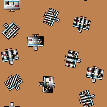 Digital death record screen mortality vector seamless pattern Stock Illustration