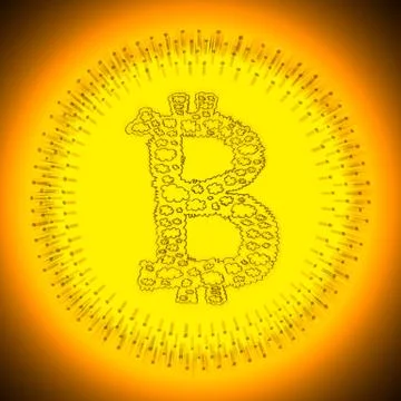 Digital decentralized cryptocurrency Bitcoin logo Stock Illustration