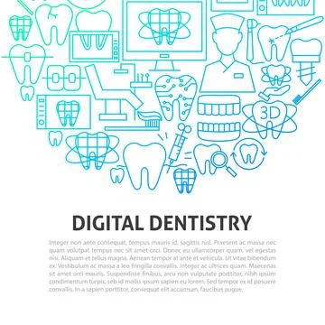Digital Dentistry Line Concept Stock Illustration
