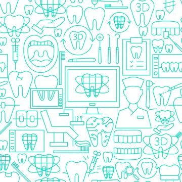 Digital Dentistry Line Seamless Pattern Illustrazione stock
