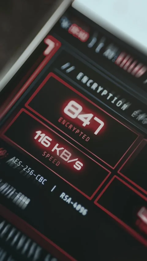 Digital depiction of an encryption interface using standard cryptographic Stock Footage 335464427