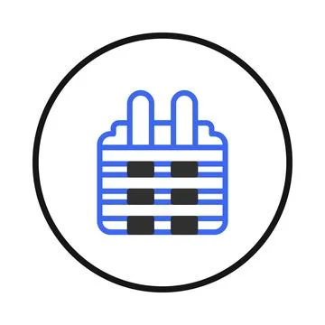 Digital depiction of interconnected network node symbol within a circular f.. Stock Illustration