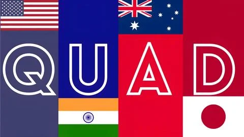 Digital design of a background for the Quad diplomatic partnership Stock Illustration
