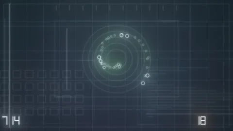 Digital design with circular patterns and grid lines in Stock Footage 339298696