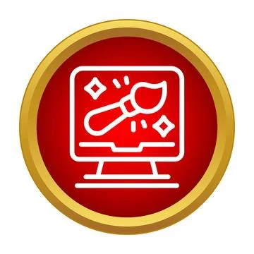 Digital design concept with paintbrush and monitor icon Stockillustratie