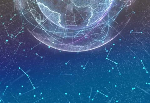 Digital design of a global network of Internet. 3d illustration. Illustrazione stock