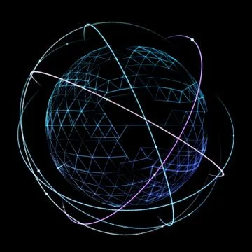 Digital design of a global network on orbit space Stock-Illustration