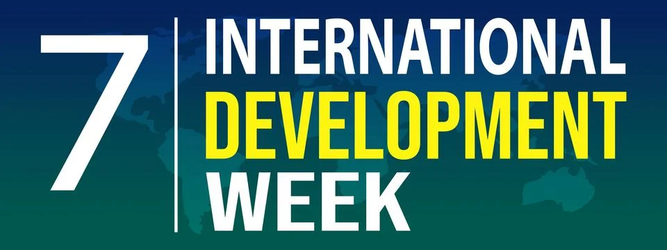 Digital design of the International Development Week logo, featuring a map in th Illustrazione stock