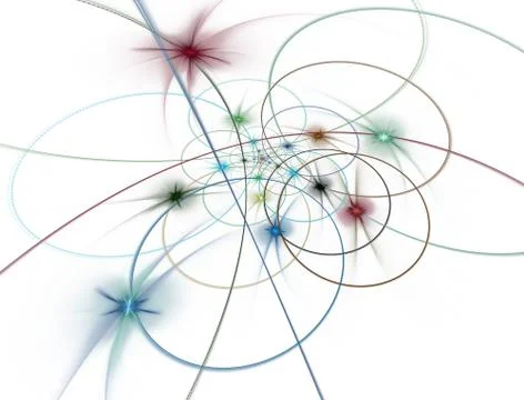 Digital design of on orbit space. Color abstract lines. Futuristic technology Illustrazione stock