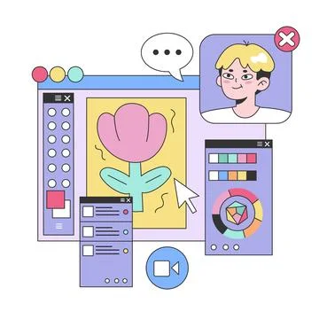 Digital Design Process concept. Flat vector illustration. Stock Illustration