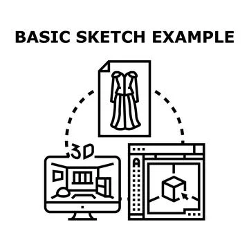 Digital design process creating 3d models and blueprints Stock Illustration