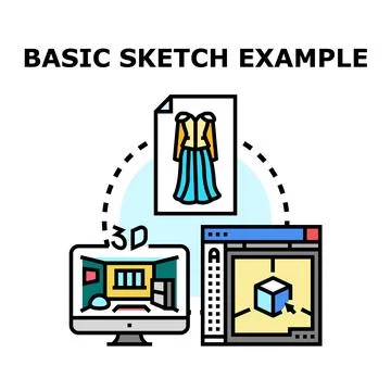 Digital design process creating 3d models and blueprints Stock Illustration