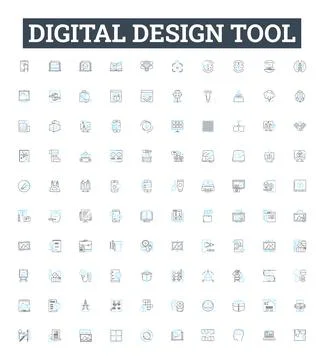 Digital design tool vector line icons set. Digital, Design, Tool, Graphic Stock Illustration