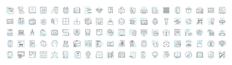 Digital design tool vector line icons set. Digital, Design, Tool, Graphic Stock Illustration