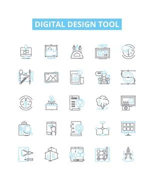 Digital design tool vector line icons set. Digital, Design, Tool, Graphic Stock Illustration
