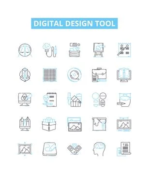 Digital design tool vector line icons set. Digital, Design, Tool, Graphic Stock Illustration