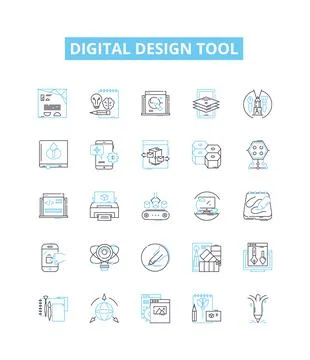 Digital design tool vector line icons set. Digital, Design, Tool, Graphic Stock Illustration