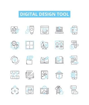 Digital design tool vector line icons set. Digital, Design, Tool, Graphic Stock Illustration