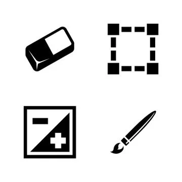 Digital Design Tools. Simple Related Vector Icons Stock Illustration