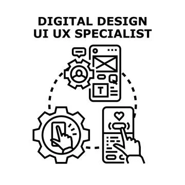 Digital design ui ux specialist concept Stock Illustration